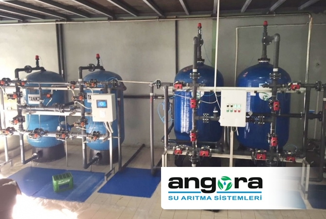 aktif karbon filtre yüzey borulama plc kontrol Angora su arıtma